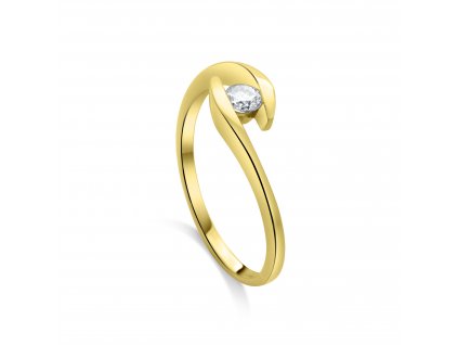 Zásnubní prsten ze žlutého zlata s diamantem Zp 204 052