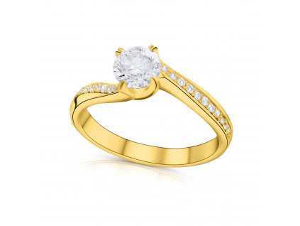 Zásnubní prsten ze žlutého zlata s diamanty Zp 203 0013