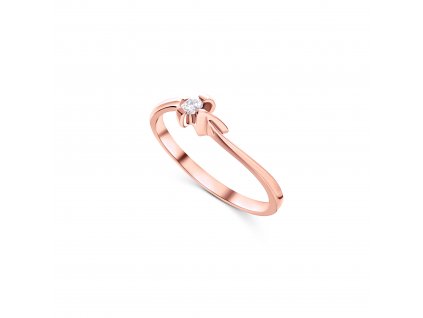 Zásnubní prsten z růžového zlata s diamantem Zp 203 015