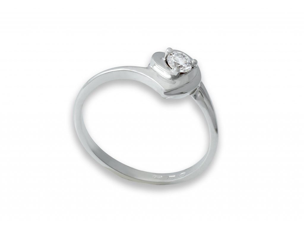 Zásnubní prsten z bílého zlata s diamantem Zp 222 009