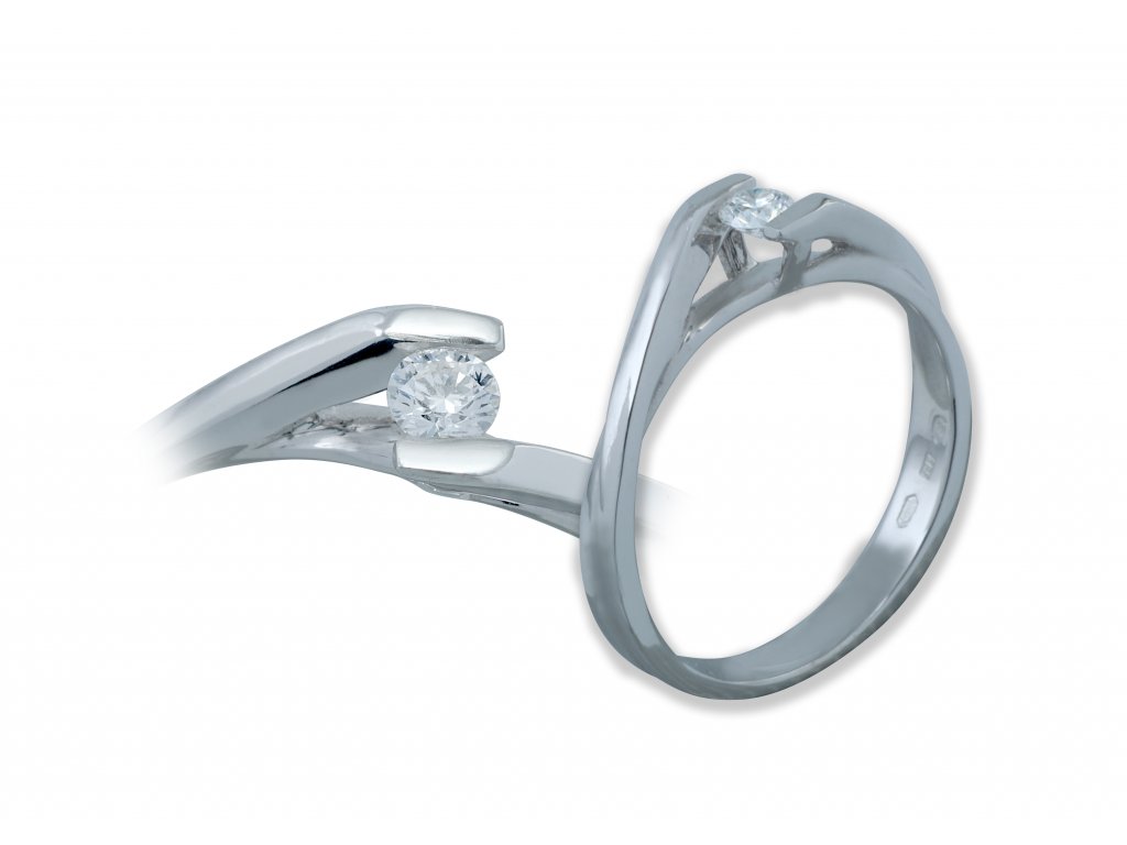 Zásnubní prsten z bílého zlata s diamantem Zp 218 014