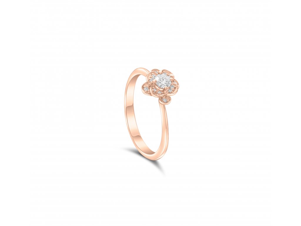 Prsten z růžového zlata a diamanty Pd 219 054