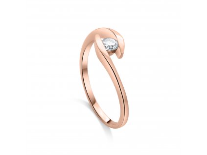 Zásnubní prsten z růžového zlata s diamantem Zp 204 053