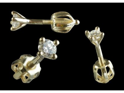 Dámské náušnice ze žlutého zlata s briliantem N 216 015
