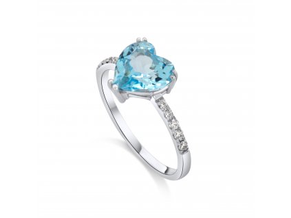 Prstýnek z bílého zlata s topazem a diamanty Pd 219 009