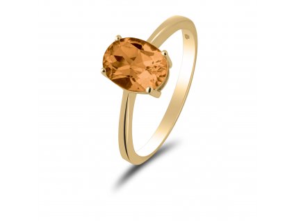 prsten oranzovy oval kamen zlute zlato 01