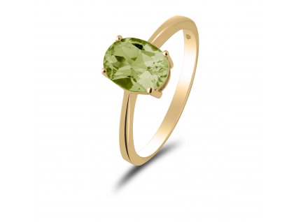 prsten zeleny oval kamen zlute zlato 01