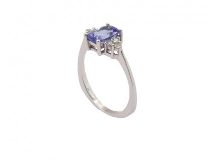 Prstýnek z bílého zlata s tanzanitem a diamanty Pd 219 048