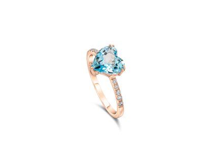 Prsten z růžového zlata s topazem a diamanty Pd 219 057