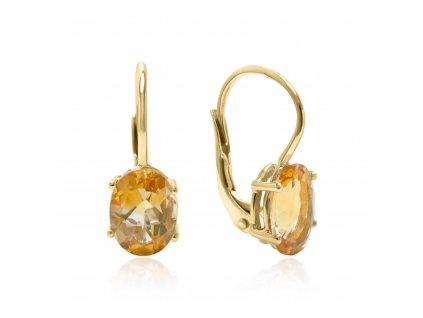 Dámské náušnice ze žlutého zlata s citrínem N 203 009