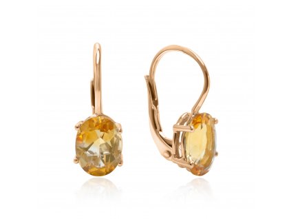 Dámské náušnice z růžového zlata s citríny N 203 008