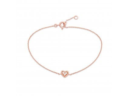 Řetízkový náramek z růžového zlata brilianty Nr 204 014