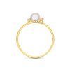 Prsten ze žlutého zlata s perlou a diamanty Pd 204 036