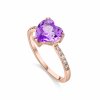 Prsten z růžového zlata s ametystem a diamanty Pd 204 046