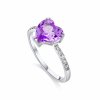 Prsten z bílého zlata s ametystem a diamanty Pd 204 047