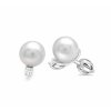 Dámské náušnice z bílého zlata s perlou a diamantem Pn 219 030