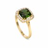 Prsten ze žlutého zlata s vltavínem a brilianty Pd 202 134