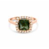 Prsten z růžového zlata s vltavínem a brilianty Pd 202 135