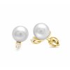 Dámské náušnice ze žlutého zlata s perlou a diamantem 203 011