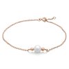 Řetízkový náramek z růžového zlata s perlou Nr 204 013